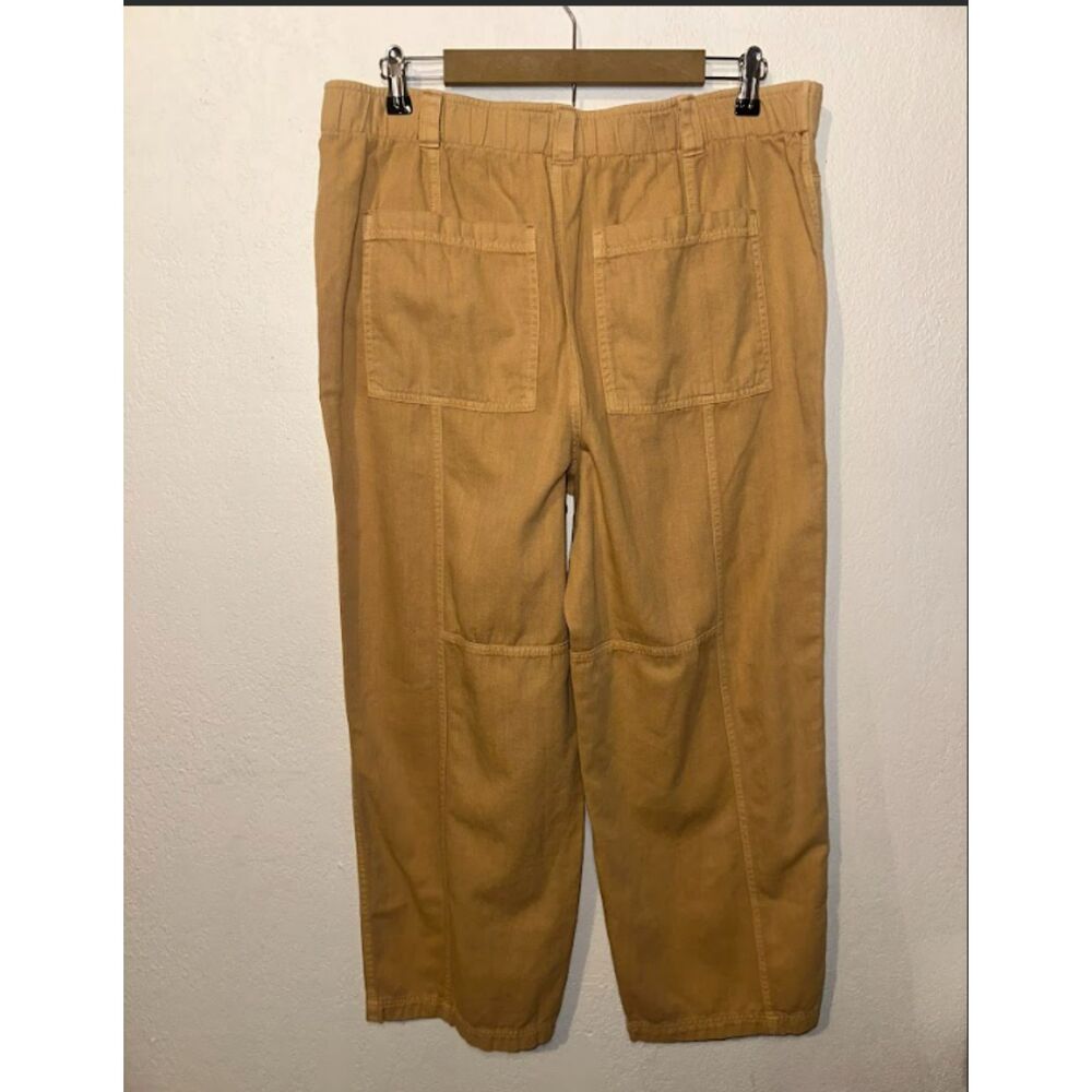 Women’s High Rise Utility Pants Khaki Tan Cotton Straight Leg